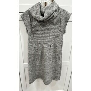 Womens Dragonfly Knit Sweater Dress Cowl Neck Cap Sleeve Gray Size M